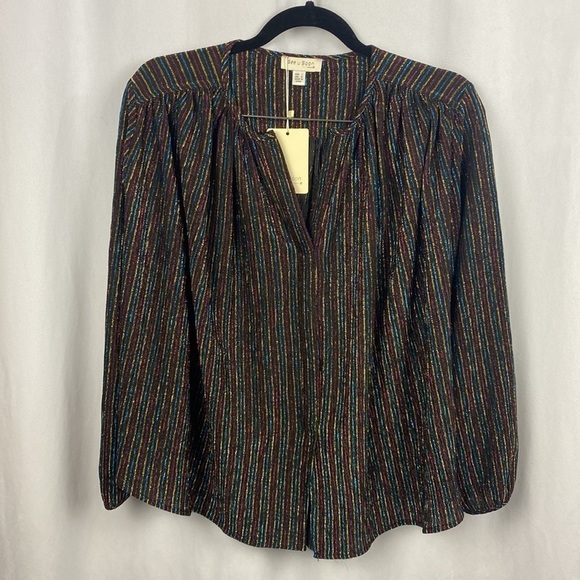 Anthropologie See U Soon Black Sparkle Multicoloured Blouse - Size Small - Picture 6 of 16